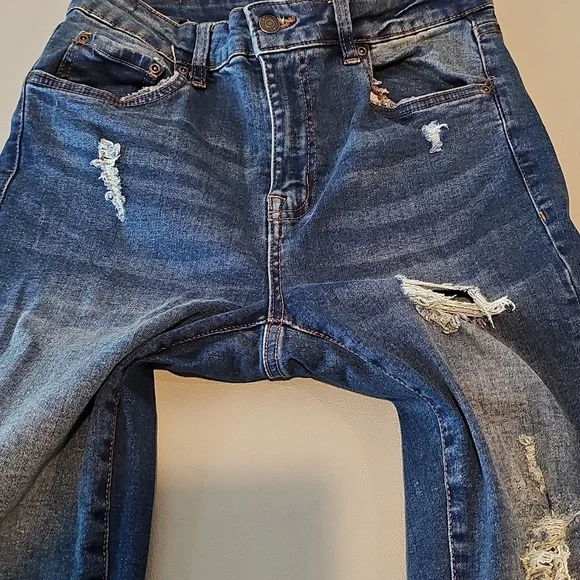 Bluenotes Size 10 Distressed Blue High Rise Jeggings - Picture 5 of 7